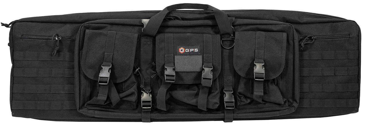 GPS Bags DRC42 42" Black Double Rifle Case 600D Polyester with Padded Pistol Sleeves & Lockable Zippers