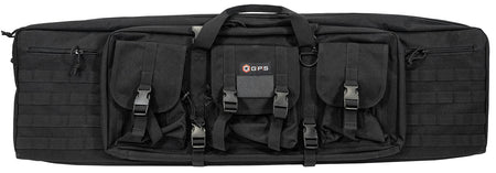 GPS Bags DRC42 42" Black Double Rifle Case 600D Polyester with Padded Pistol Sleeves & Lockable Zippers