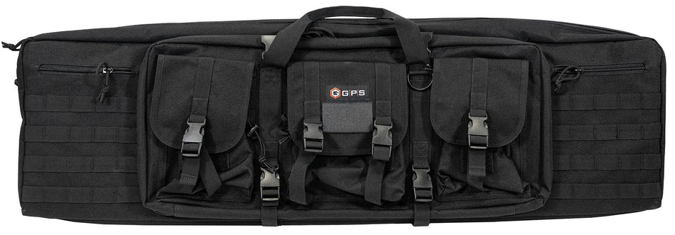 GPS Bags DRC42 42" Black Double Rifle Case 600D Polyester with Padded Pistol Sleeves & Lockable Zippers