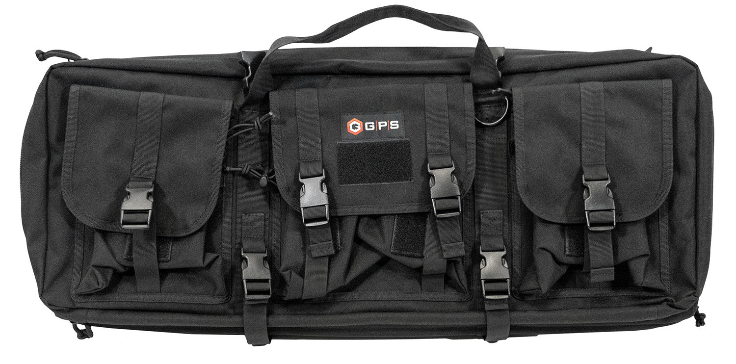 GPS Bags DRC28 28" Black Double Rifle Case 600D Polyester with Padded Pistol Sleeves & Lockable Zippers