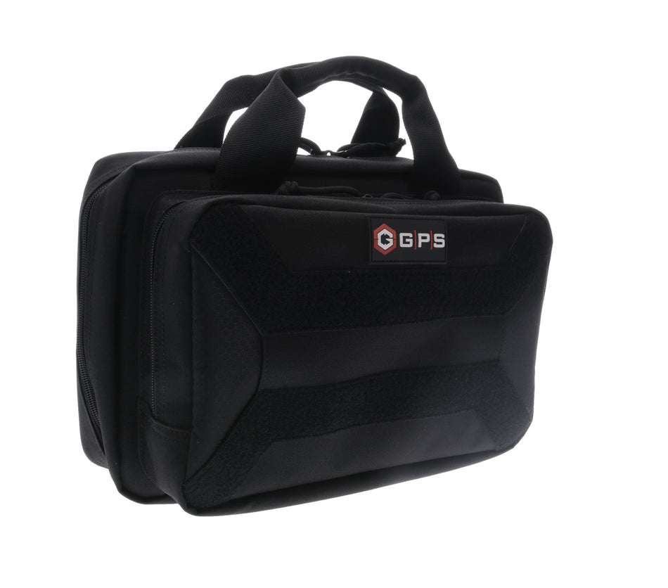 GPS Bags PC15 Black Pistol Case 600D Polyester with Lockable Zippers & Enhanced Mag Slots Holds 1 Handgun