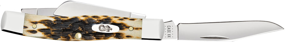 Case 00079 Amber Bone Medium Stockman Three-Blade Folding Pocket Knife 2.57"/1.88"/1.76" Chrome Vanadium Blades