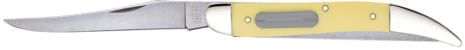 Case 00120 Fishing 3.40" Folding Clip/Scaler Knife Plain/Serrated Tru-Sharp SS Blade, Yellow Synthetic Handle