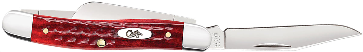 Case 00786 Old Red Bone Medium Stockman Three-Blade Folding Knife 2.57"/1.88"/1.71" Tru-Sharp SS Blades, Jigged Bone Handle