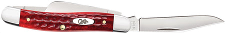 Case 00786 Old Red Bone Medium Stockman Three-Blade Folding Knife 2.57"/1.88"/1.71" Tru-Sharp SS Blades, Jigged Bone Handle