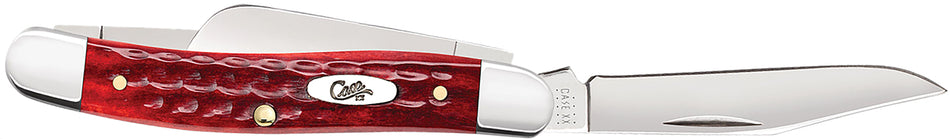 Case 00786 Old Red Bone Medium Stockman Three-Blade Folding Knife 2.57"/1.88"/1.71" Tru-Sharp SS Blades, Jigged Bone Handle