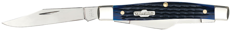 Case 02806 Blue Bone Medium Stockman Three-Blade Folding Knife 2.42"/1.58"/1.57" Tru-Sharp SS Blades, Jigged Blue Bone Handle