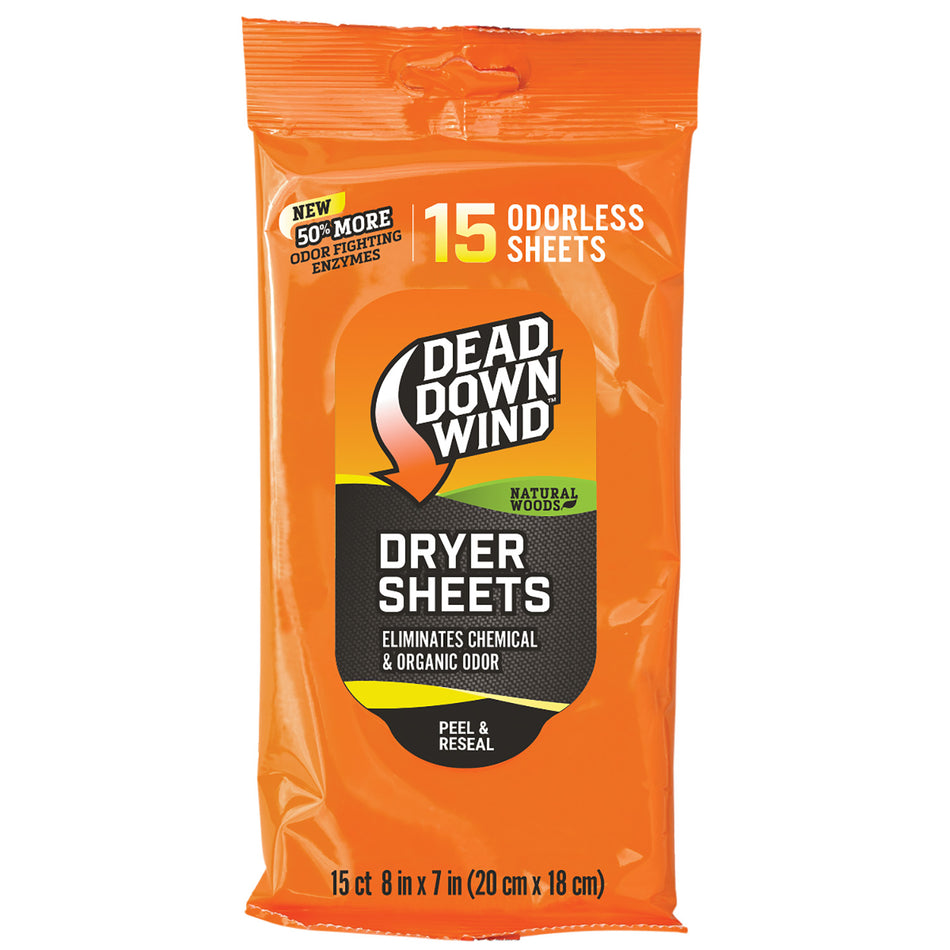 Dead Down Wind Natural Woods Scent Biodegradable Dryer Sheets 15ct 11913