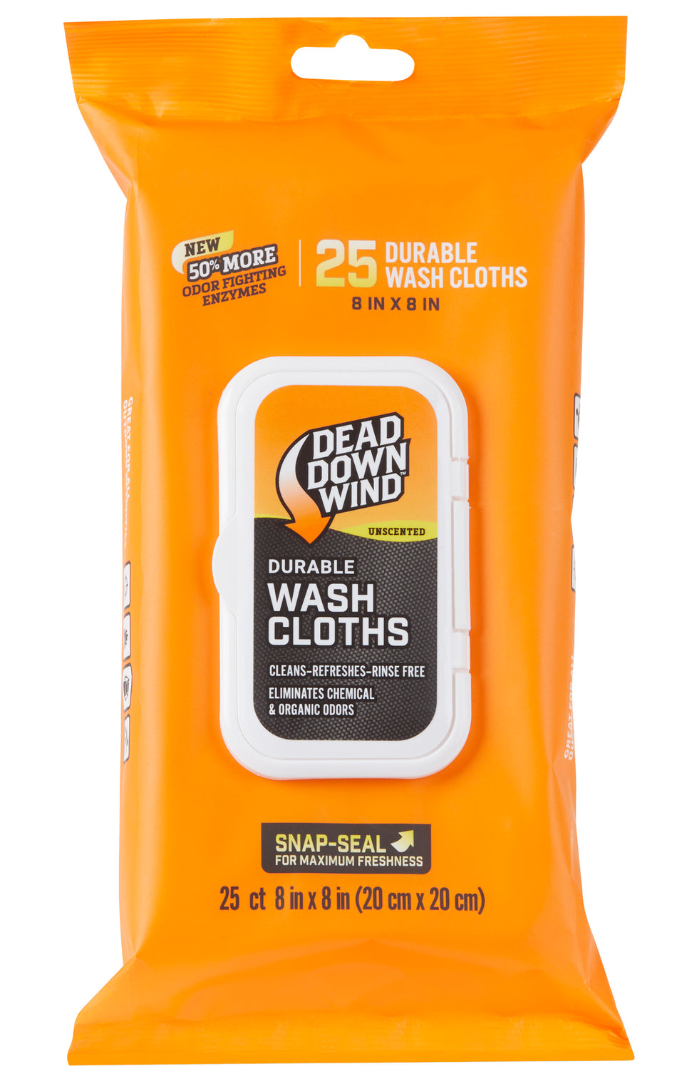 Dead Down Wind 1355 Unscented Field Wash Cloths 25 Pack 8" x 8" Odor Eliminating