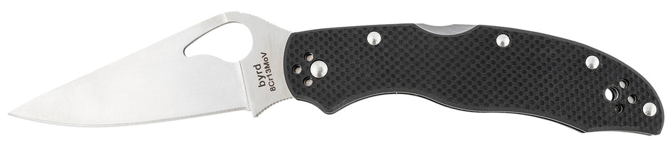 Spyderco BY01GP2 Byrd Harrier 2 3.39" Plain Clip Point 8Cr13MoV SS Blade Black G10 Handle with Pocket Clip