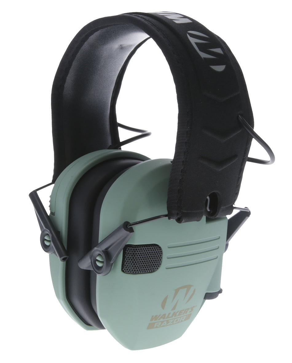 Walker's Razor Slim Electronic Ear Muff 23 dB Sage Green/Black Polymer Over the Head