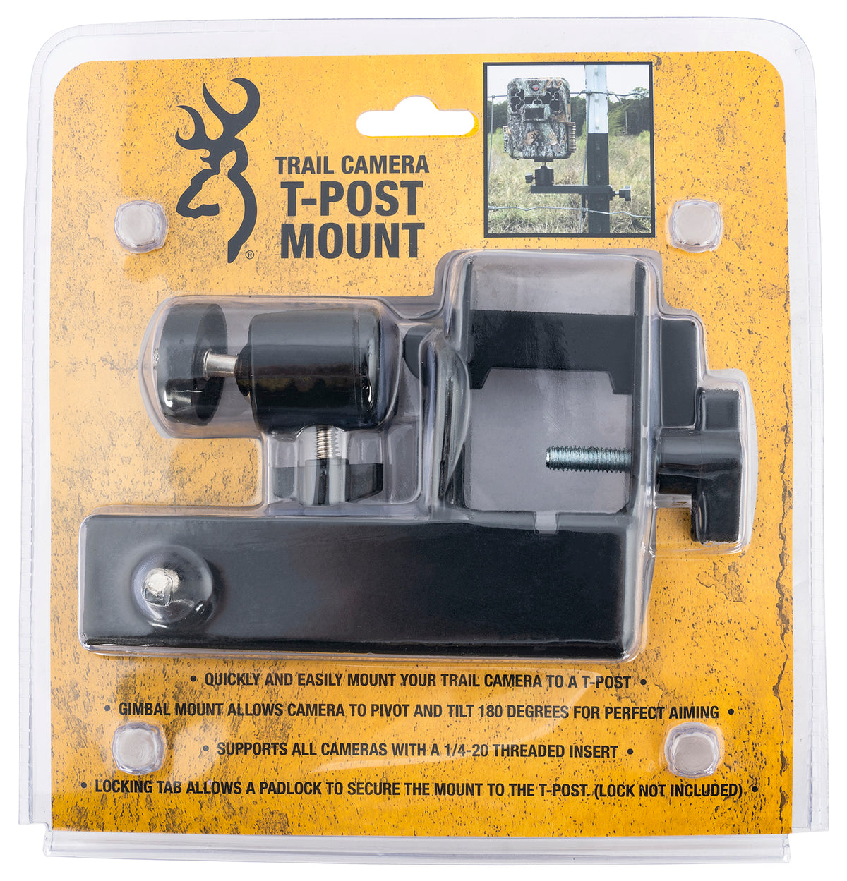 Browning CTM T-Post Trail Camera Mount Powder Coated Steel Black