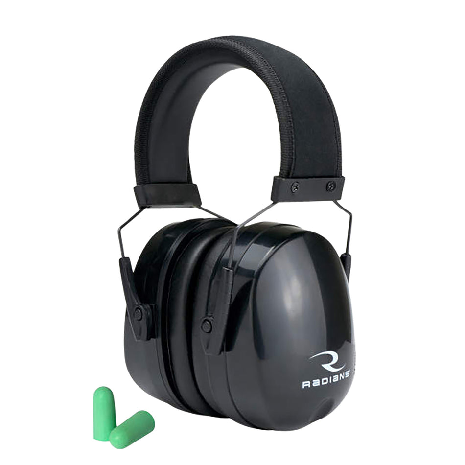 Radians Maximus Earmuff and Foam Earplug Combo NRR 28 dB Aqua Blue/Black Adult 1 Pair