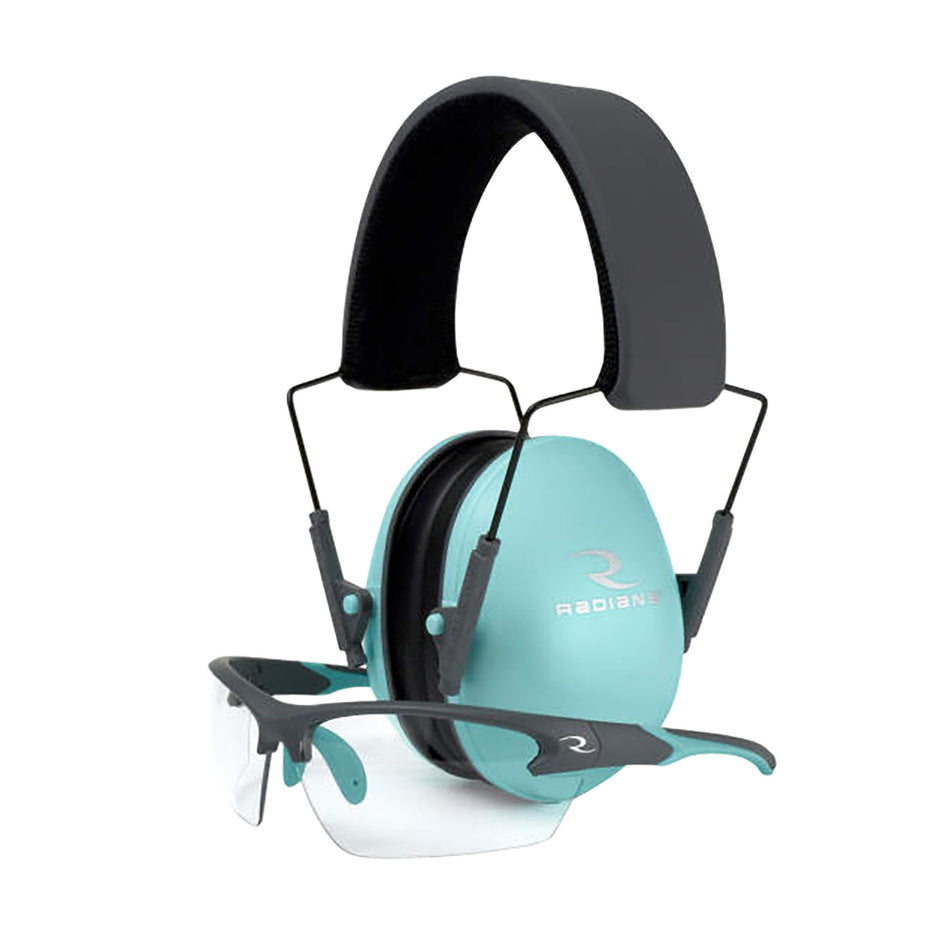 Radians LS0820CKCS G4 Youth Shooting Safety Glasses Clear Lens Charcoal with Aqua Accents