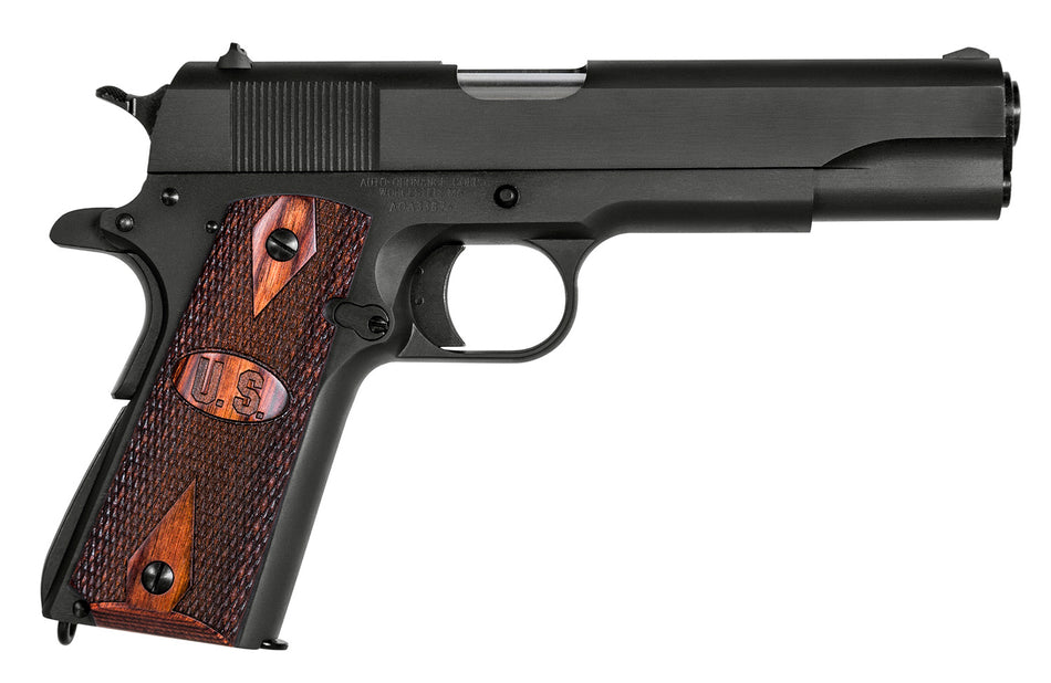 Auto-Ordnance 1911BKO9W GI Spec 9mm Luger 5" Pistol, Checkered Wood Grip w/US Logo