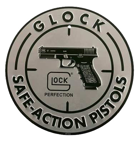 Glock AD00060 Safe Action Aluminum Display Sign Silver/Black 12"