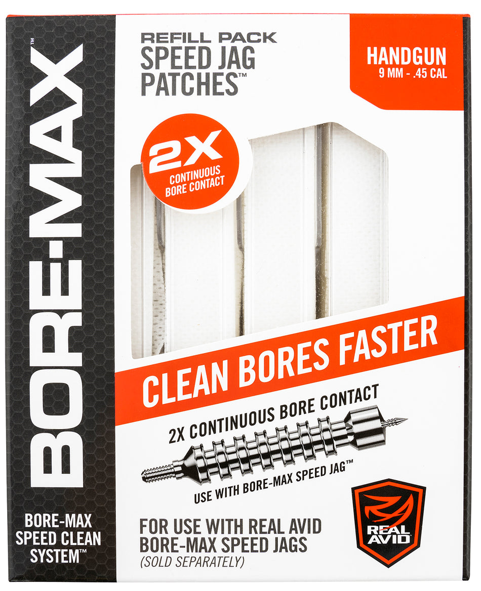 Real Avid AVBMPATCH4L 9mm/45 Cal Handgun Cleaning Patch Refill 4"L Synthetic 250 Count