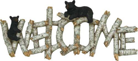 Rivers Edge Bear Birch Wood Welcome Plaque