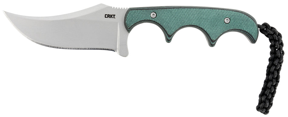 CRKT Minimalist Persian 2379 Fixed Blade Neck Knife 2.76" Bead Blasted Stainless Recurve Blade Green Resin Infused Handle