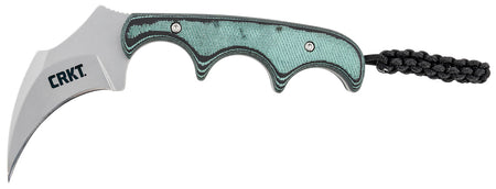 CRKT Keramin 2389 Compact Fixed Blade Knife 2.31" Bead Blasted Stainless Blade Green Resin Infused Fiber Handle and Lanyard