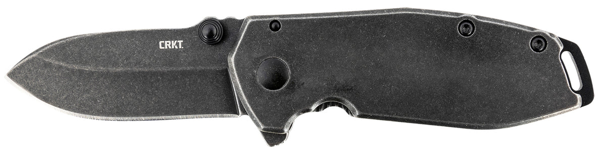 CRKT SQUID 2493 Assisted Folding EDC Knife 2.37" Black Stonewashed Stainless Drop Point Blade Stonewashed Steel Handle
