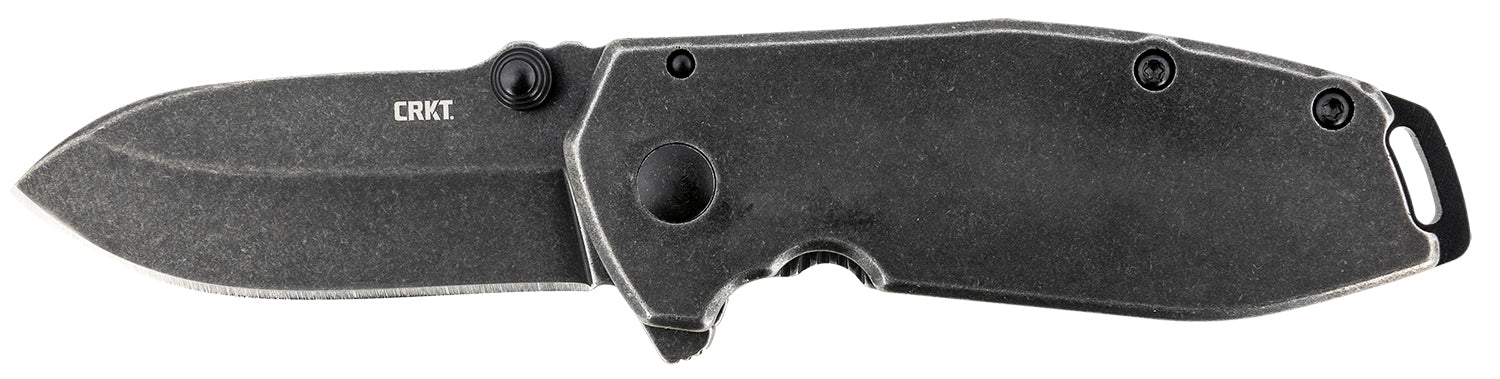 CRKT SQUID 2493 Assisted Folding EDC Knife 2.37" Black Stonewashed Stainless Drop Point Blade Stonewashed Steel Handle