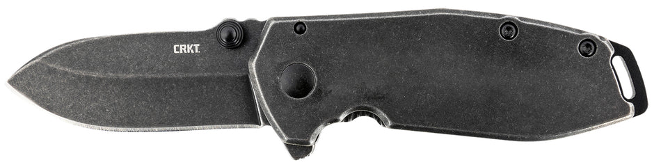 CRKT SQUID 2493 Assisted Folding EDC Knife 2.37" Black Stonewashed Stainless Drop Point Blade Stonewashed Steel Handle