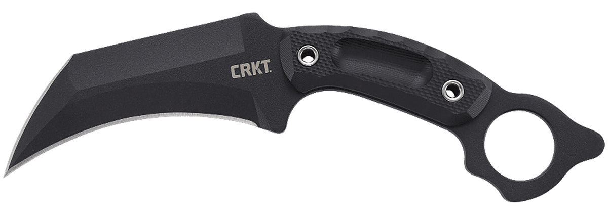 CRKT Du Hoc 2630 Fixed Blade Tactical Knife 5.10" Black Powder Coated SK-5 Steel Recurve Blade Textured G10 Handle