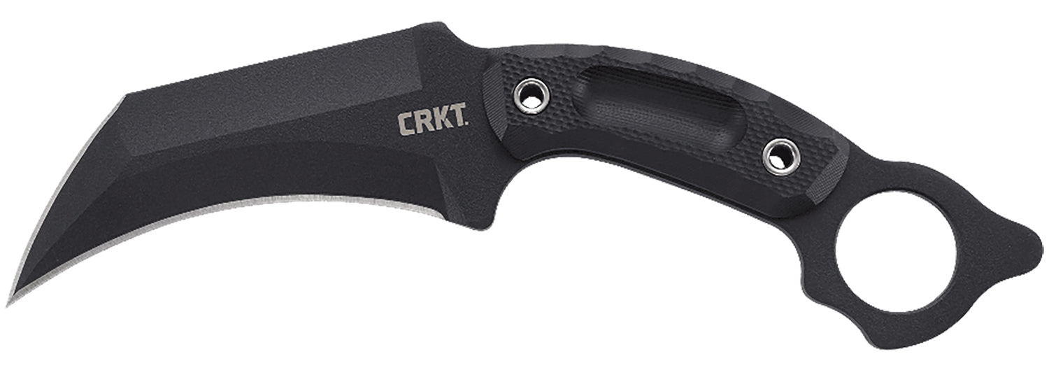 CRKT Du Hoc 2630 Fixed Blade Tactical Knife 5.10" Black Powder Coated SK-5 Steel Recurve Blade Textured G10 Handle
