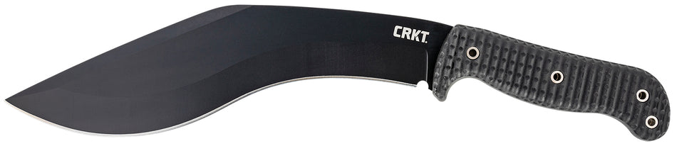 CRKT KUK 2742 Fixed Blade Kukri Knife 10.56" Black Powder Coated Carbon Steel Blade Textured GRN Handle and Sheath