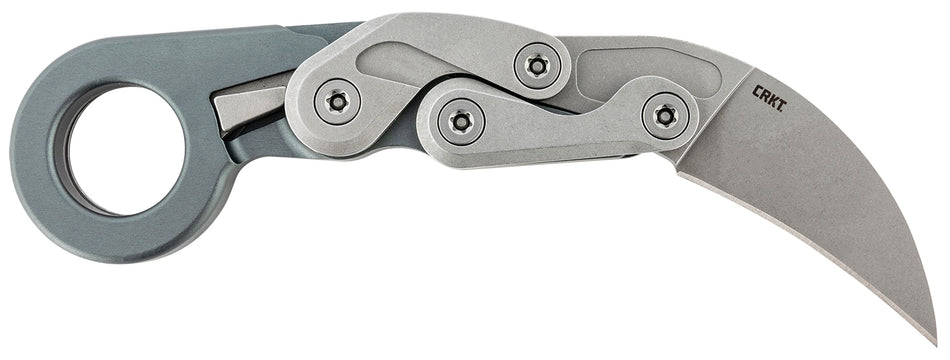 CRKT Provoke Compact 4045 Folding Knife 2.26" Stonewashed D2 Hawkbill Blade Stonewashed Aluminum Handle and Pocket Clip