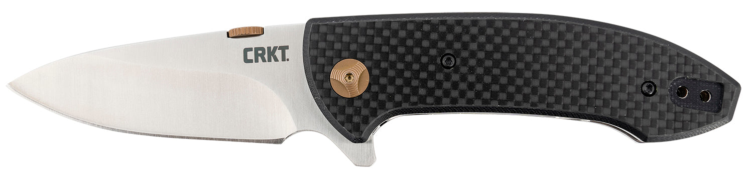 CRKT Avant 4620 EDC Folding Knife 3.18" Satin Stainless Spear Point Blade Black Carbon Fiber and G10 Handle and Clip