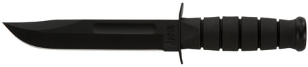 Ka-Bar Full-Size Fighting/Utility Knife 1211, 7" Plain Black 1095 Blade, Black Kraton G Handle, Leather Sheath