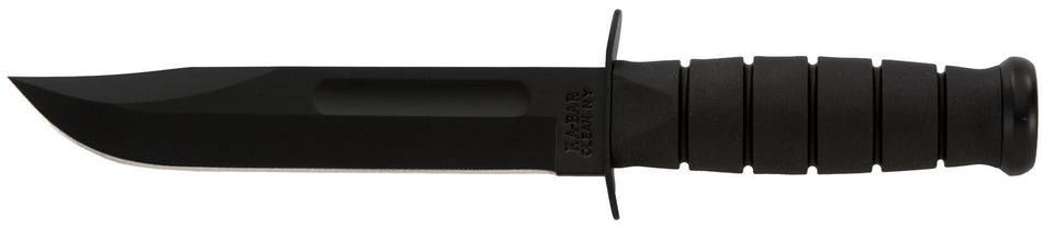 Ka-Bar Full-Size Fighting/Utility Knife 1211, 7" Plain Black 1095 Blade, Black Kraton G Handle, Leather Sheath