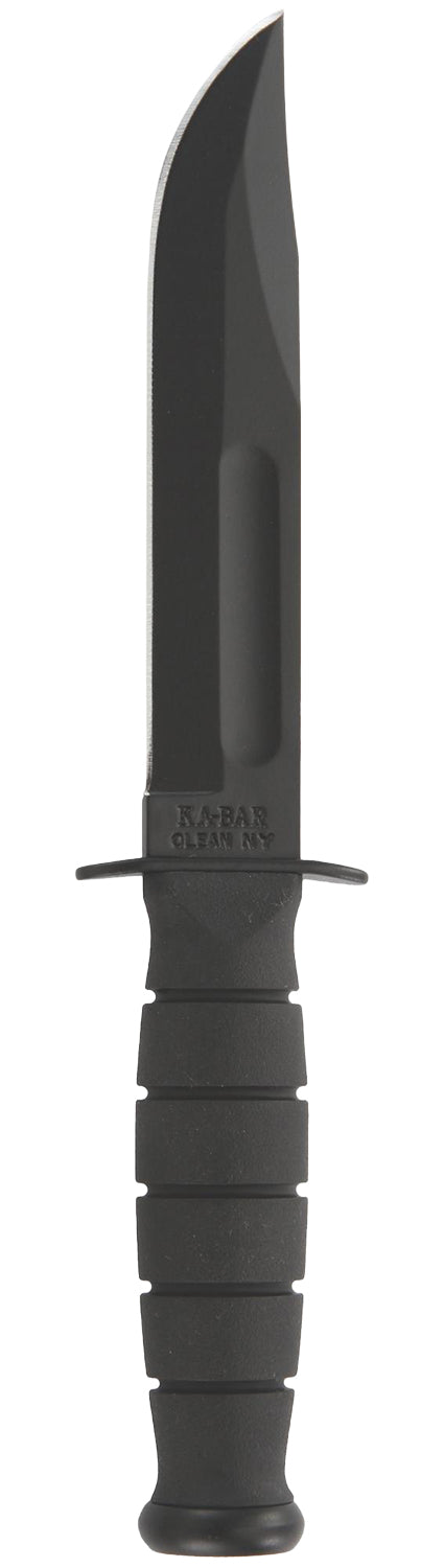 Ka-Bar Short Fighting/Utility Knife 1256, 5.25" Plain Black 1095 Blade, Black Kraton G Handle, Includes Sheath