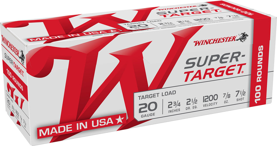 Winchester 20 Gauge Shotgun Shells USA Super-Target #7.5 7/8 oz 2.75 in