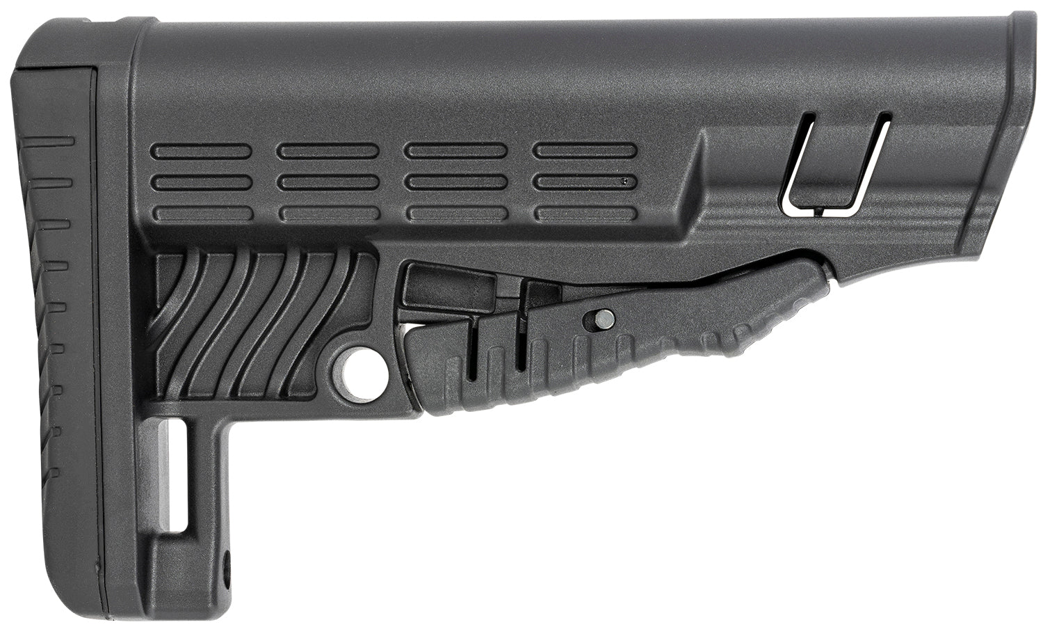 NcStar DLG-086 Classic Adjustable Buttstock Black Polymer Commercial Spec Buffer Tube Metal QD Rubber Pad (Tube Not Included)