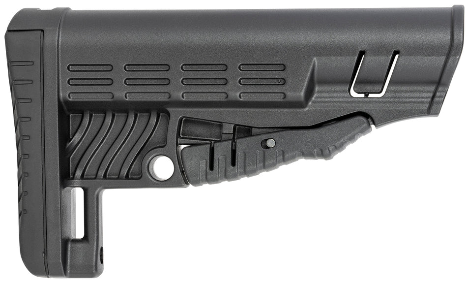 NcStar DLG-086 Classic Adjustable Buttstock Black Polymer Commercial Spec Buffer Tube Metal QD Rubber Pad (Tube Not Included)