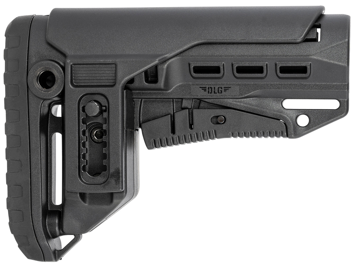 NcStar Compact PCP52 Mil-Spec Adjustable Collapsible Buttstock Black Synthetic with Raised Cheek Piece