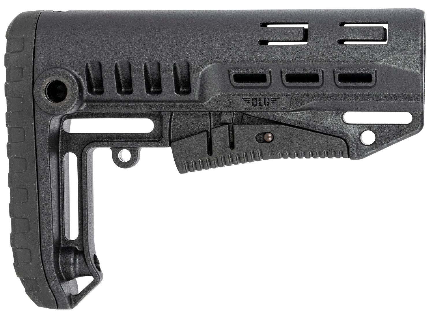 NcStar Compact PCP25 Mil-Spec Collapsible Buttstock Black Synthetic DLG-130 with Metal QD Mounts