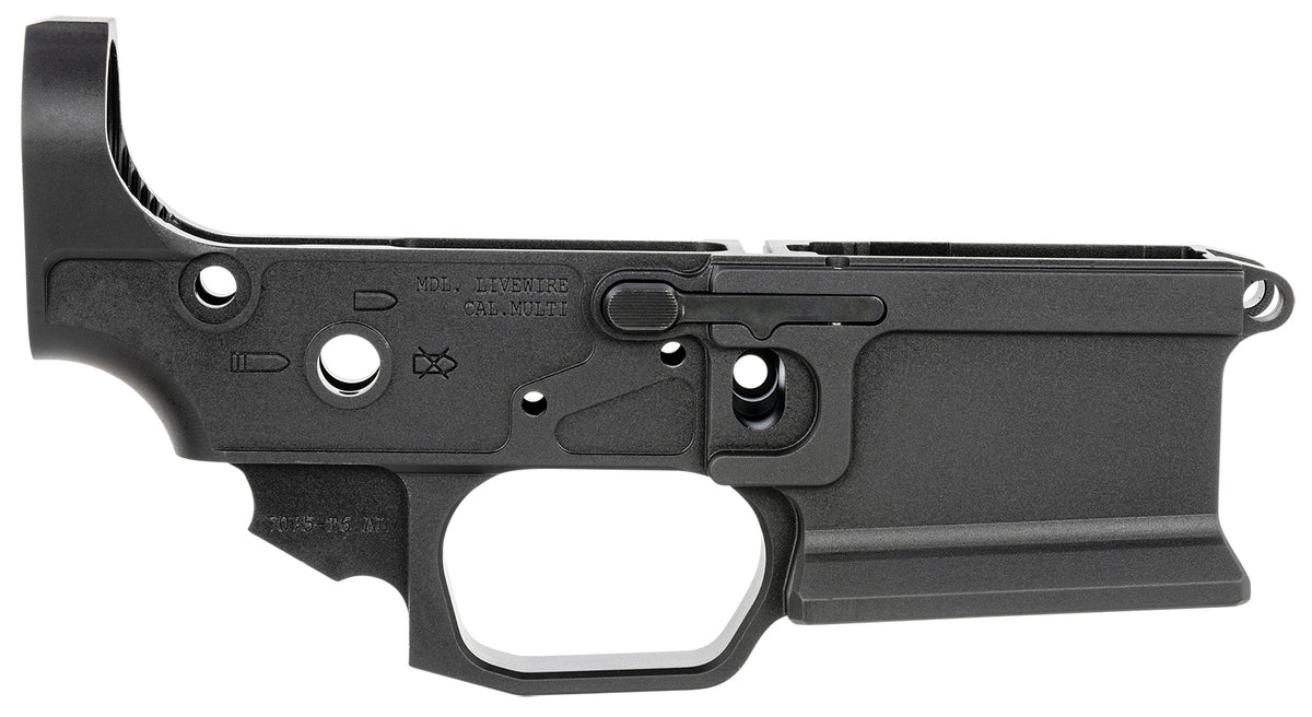 Sharps Bros Livewire SBLR08F Multi-Caliber Stripped Lower Receiver, Black Anodized 7075-T6 Aluminum