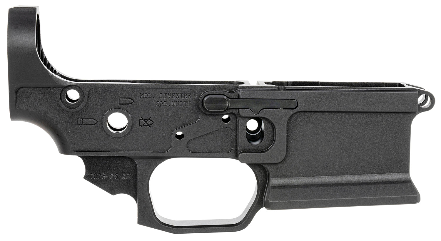 Sharps Bros Livewire SBLR08F Multi-Caliber Stripped Lower Receiver, Black Anodized 7075-T6 Aluminum