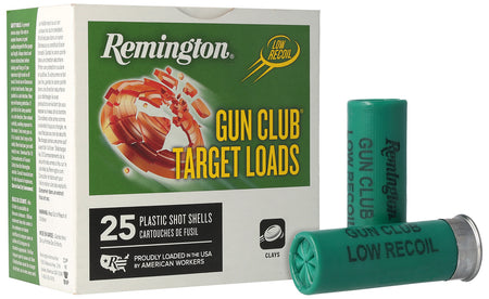 Remington 12 Gauge Shotgun Shells Gun Club Target Loads Low Recoil #8 1-1/8 oz 2.75 in