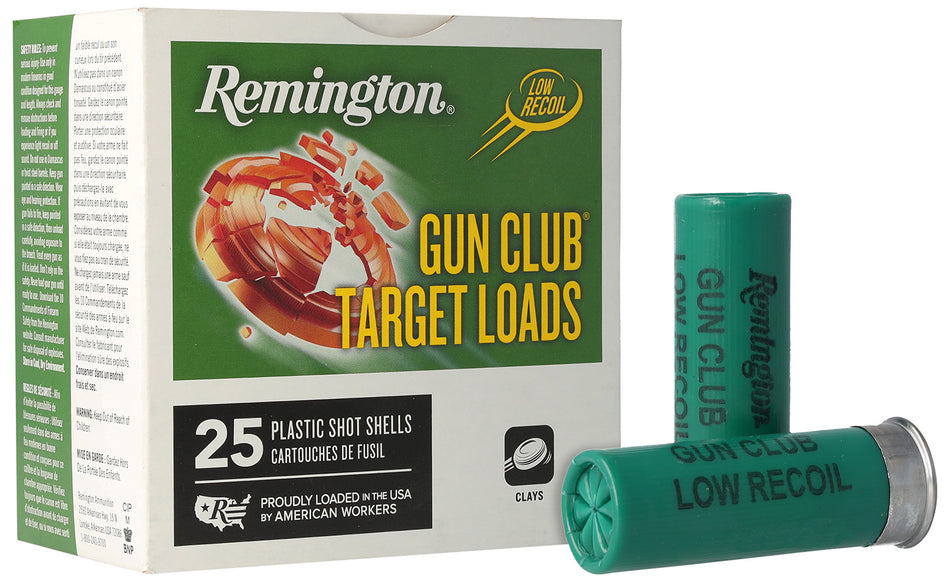 Remington 12 Gauge Shotgun Shells Gun Club Target Loads Low Recoil #8 1-1/8 oz 2.75 in