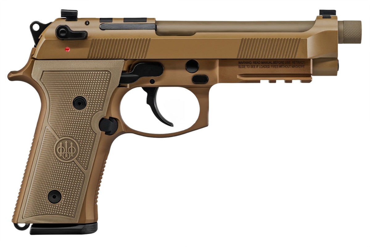 Beretta M9A4 9mm Luger Pistol, 5.10" Threaded Barrel, 10+1, FDE Cerakote Frame, Optic-Cut Slide