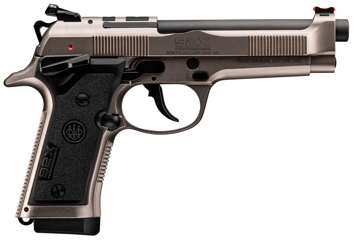 Beretta 92X Performance Defensive Full Size 9mm Luger Pistol, 10+1, 4.9" Black Barrel, Optic Ready Gray Steel Slide/Frame