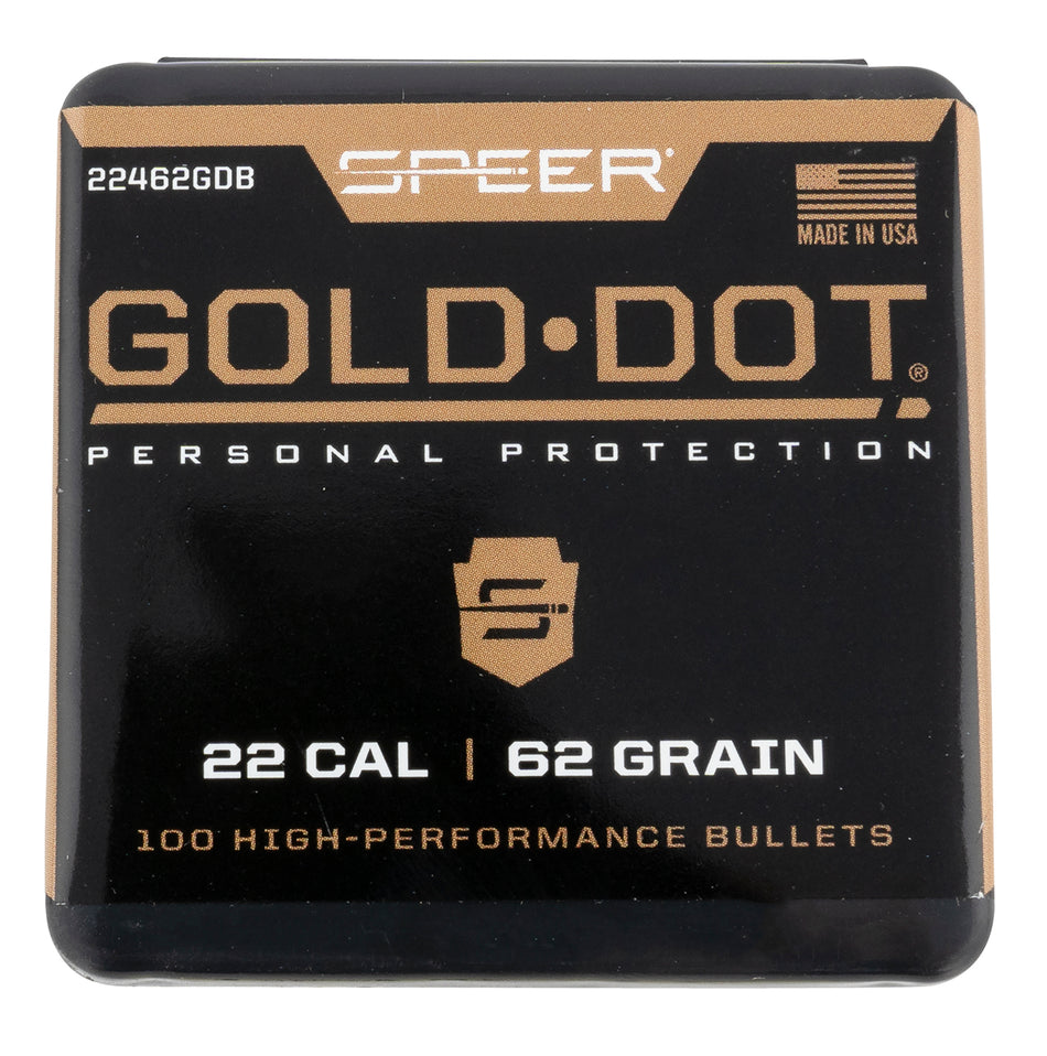 Speer Gold Dot .224 Cal 62 Grain Soft Point Reloading Bullets 100/Box