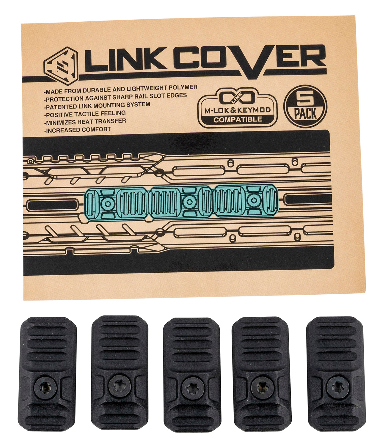 Strike Industries LINKCOVER MLOK Black Polymer Rail Cover LINK System 5-Pack