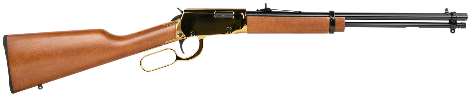 Rossi Rio Bravo .22 LR Lever-Action Rifle, 15+1 Capacity, 18" Polished Black Barrel, Gold Receiver, Hardwood Stock