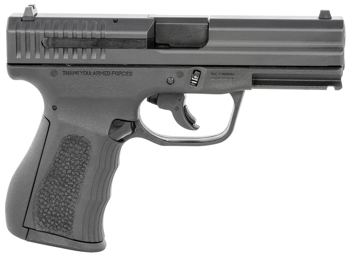 FMK G9C1G2BSSCM 9C1 G2 *CA/MA Compliant 9mm Luger 10+1 4" Black Stainless Steel Barrel, Black Serrated Carbon Steel Slide, Black Polymer Frame w/Picatinny Rail, Black Backstrap Grip